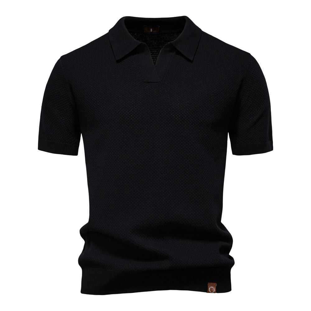 Men's Open Collar Knit Polo Shirt
