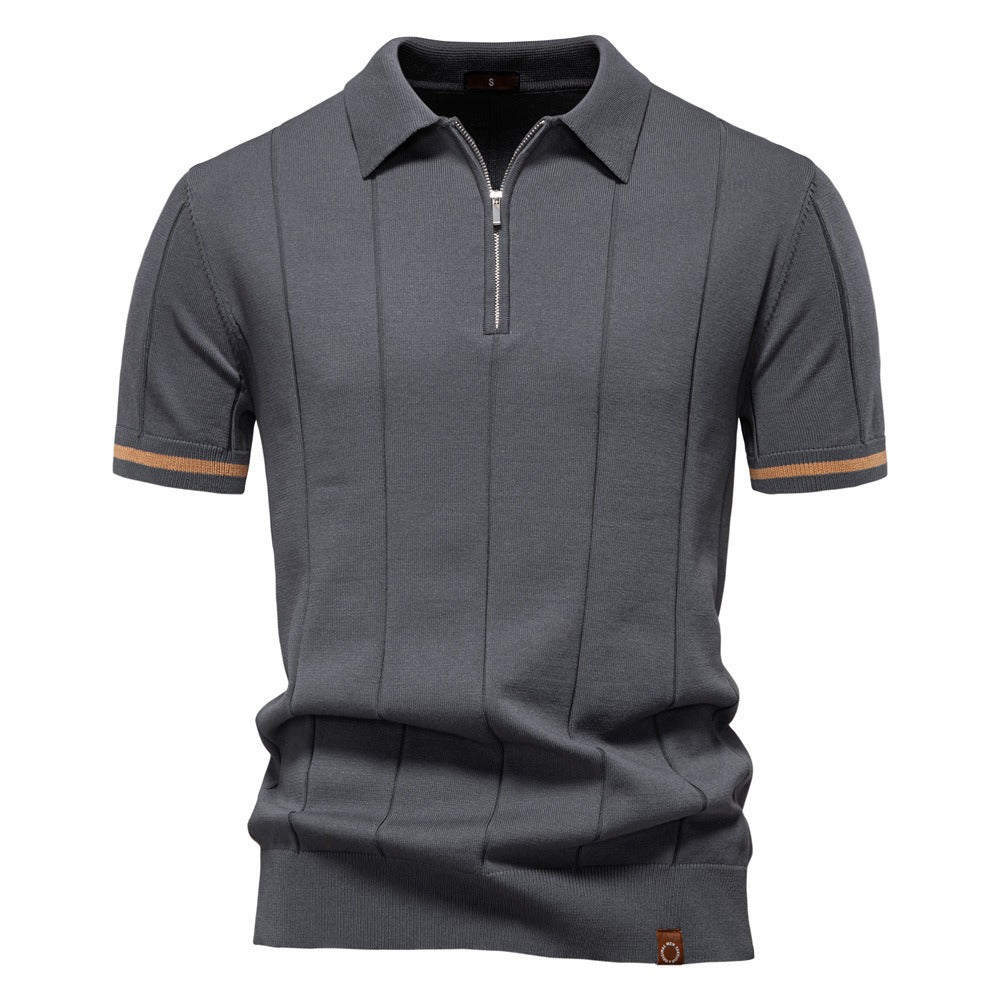 Men's Quarter Zip Knit Polo Shirt
