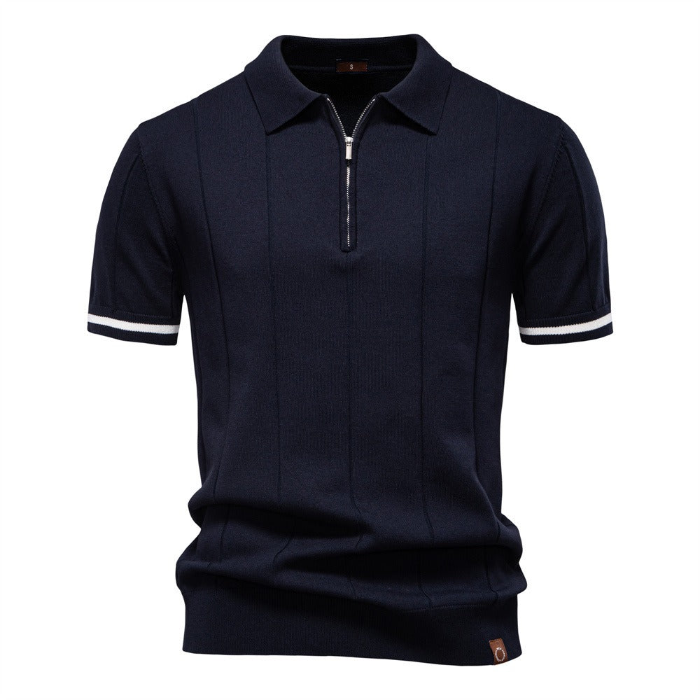 Men's Quarter Zip Knit Polo Shirt