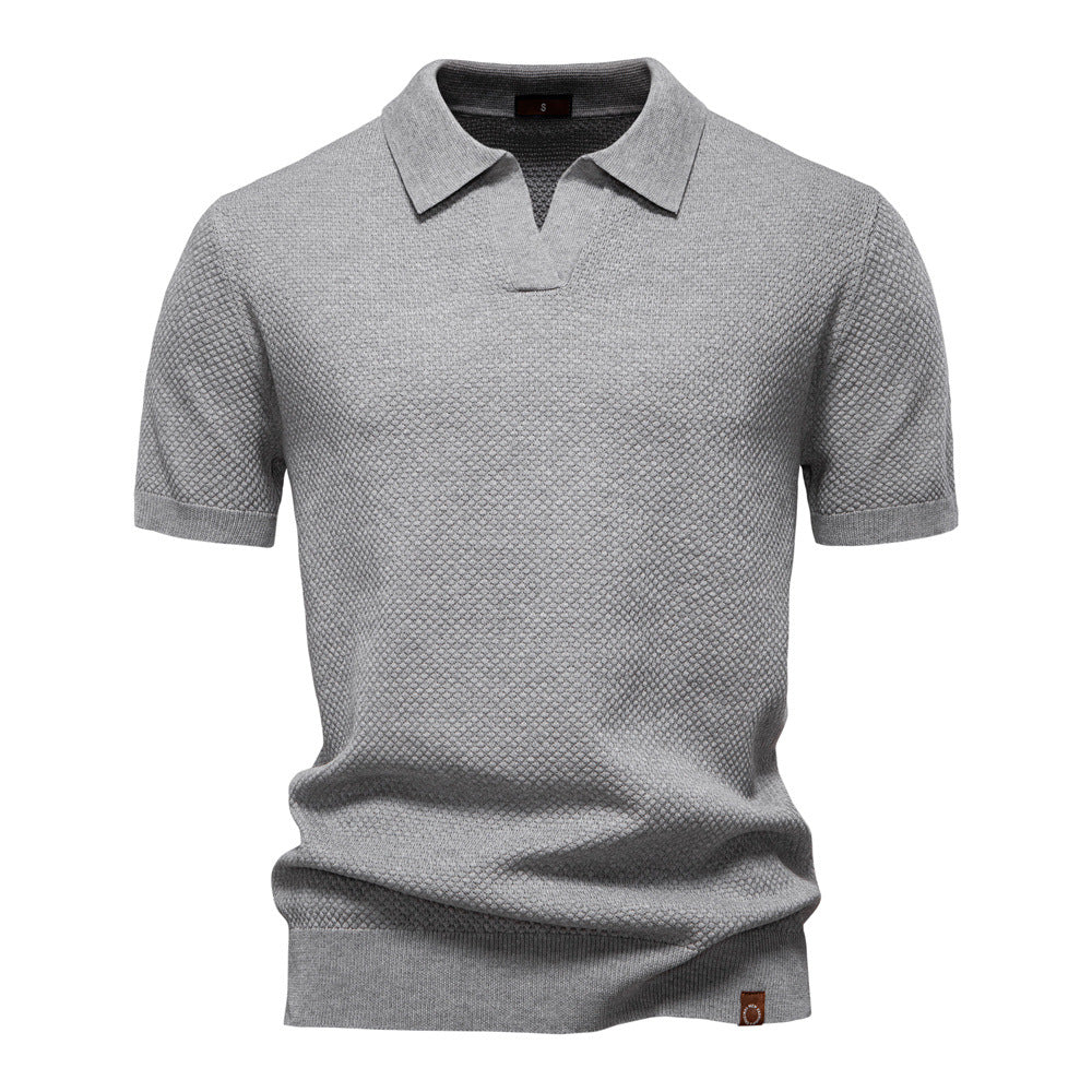 Men's Open Collar Knit Polo Shirt