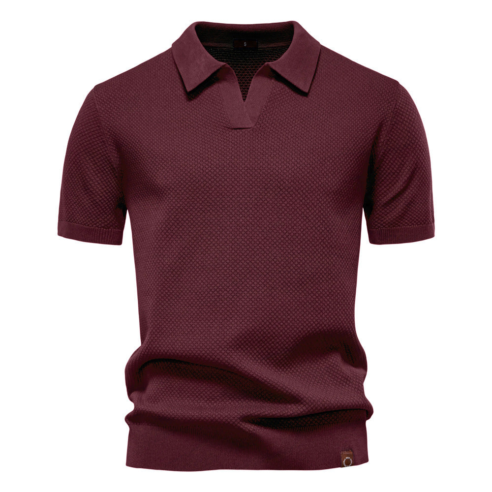 Men's Open Collar Knit Polo Shirt