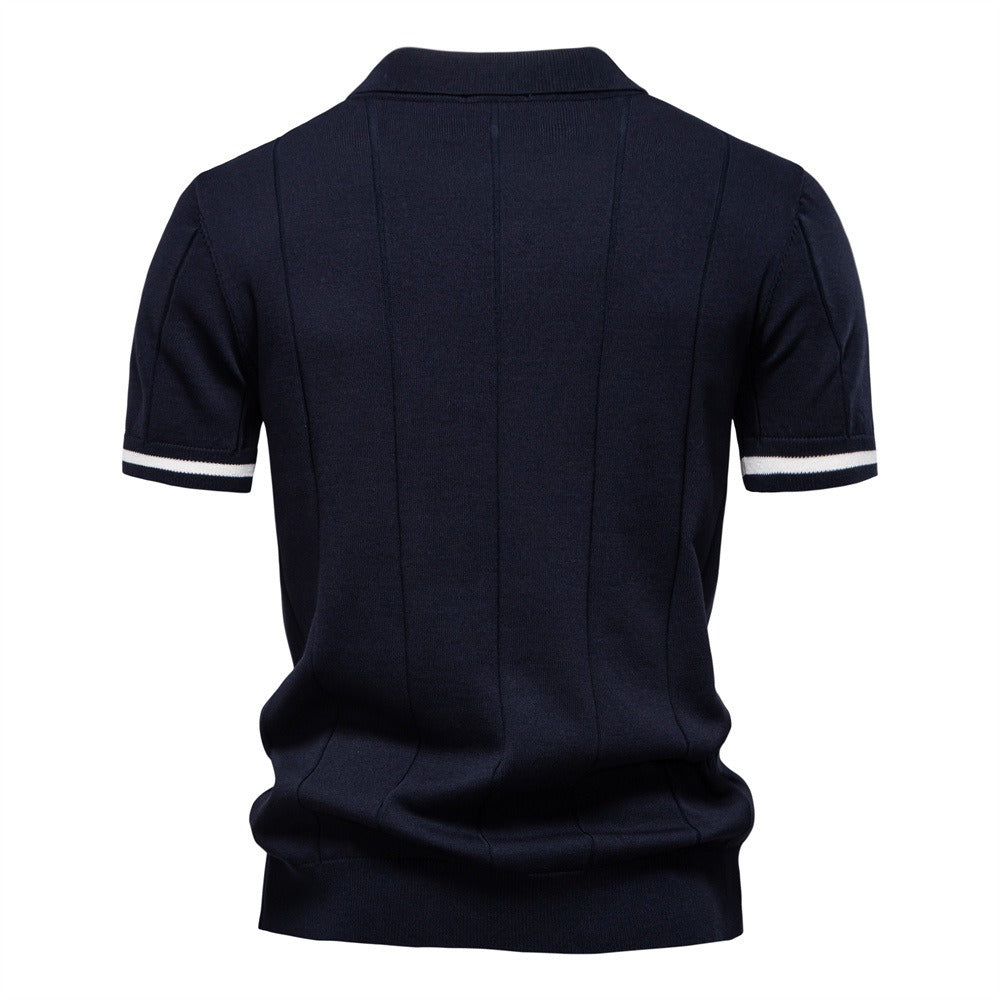 Men's Quarter Zip Knit Polo Shirt