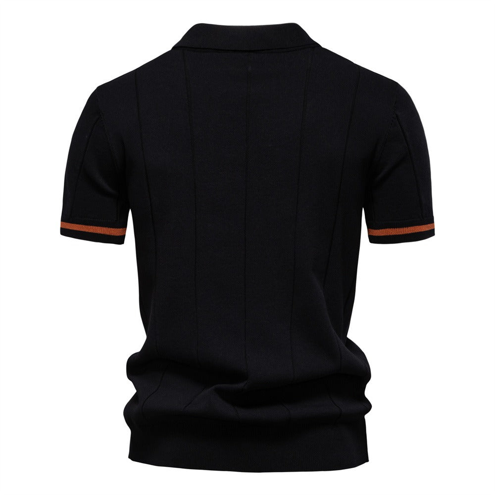 Men's Quarter Zip Knit Polo Shirt