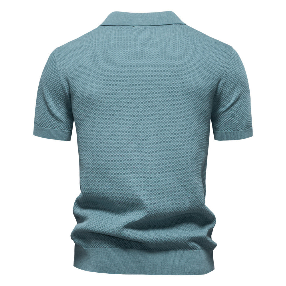 Men's Open Collar Knit Polo Shirt