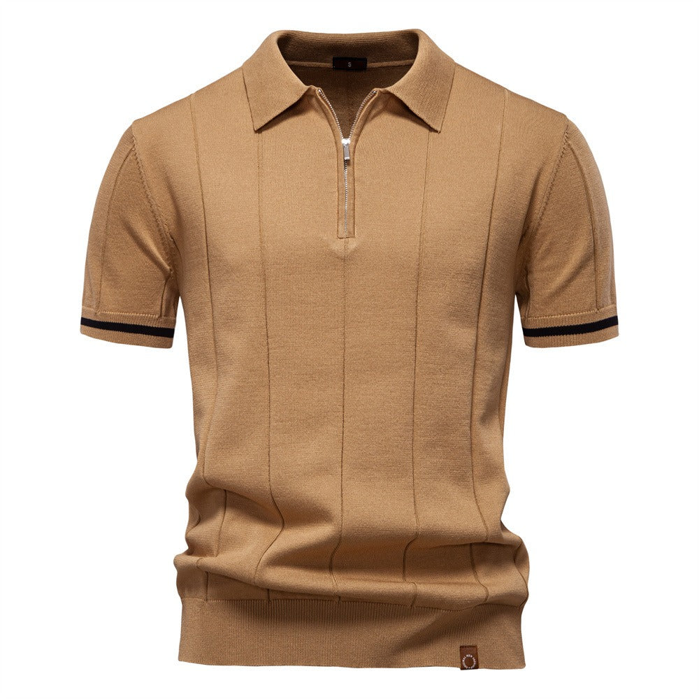 Men's Quarter Zip Knit Polo Shirt