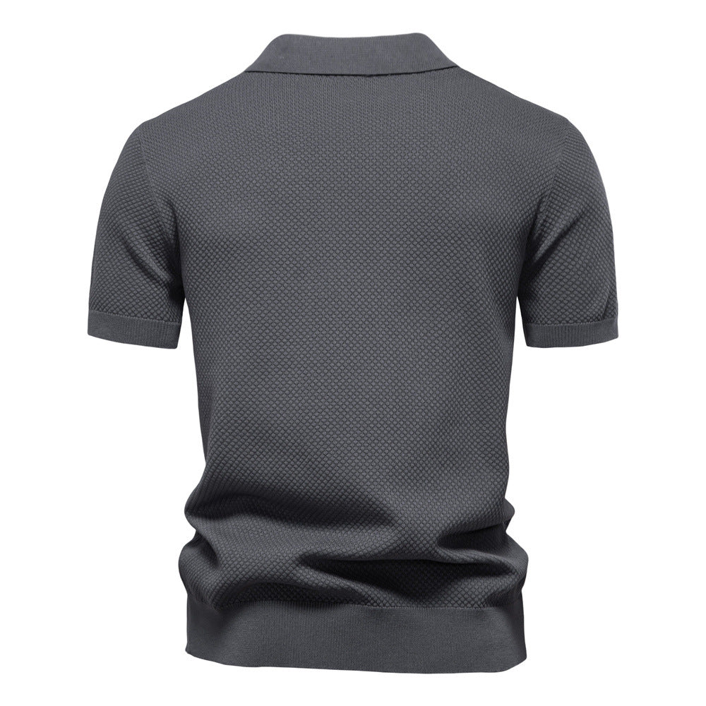 Men's Open Collar Knit Polo Shirt