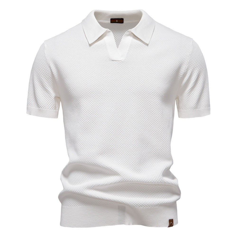 Men's Open Collar Knit Polo Shirt