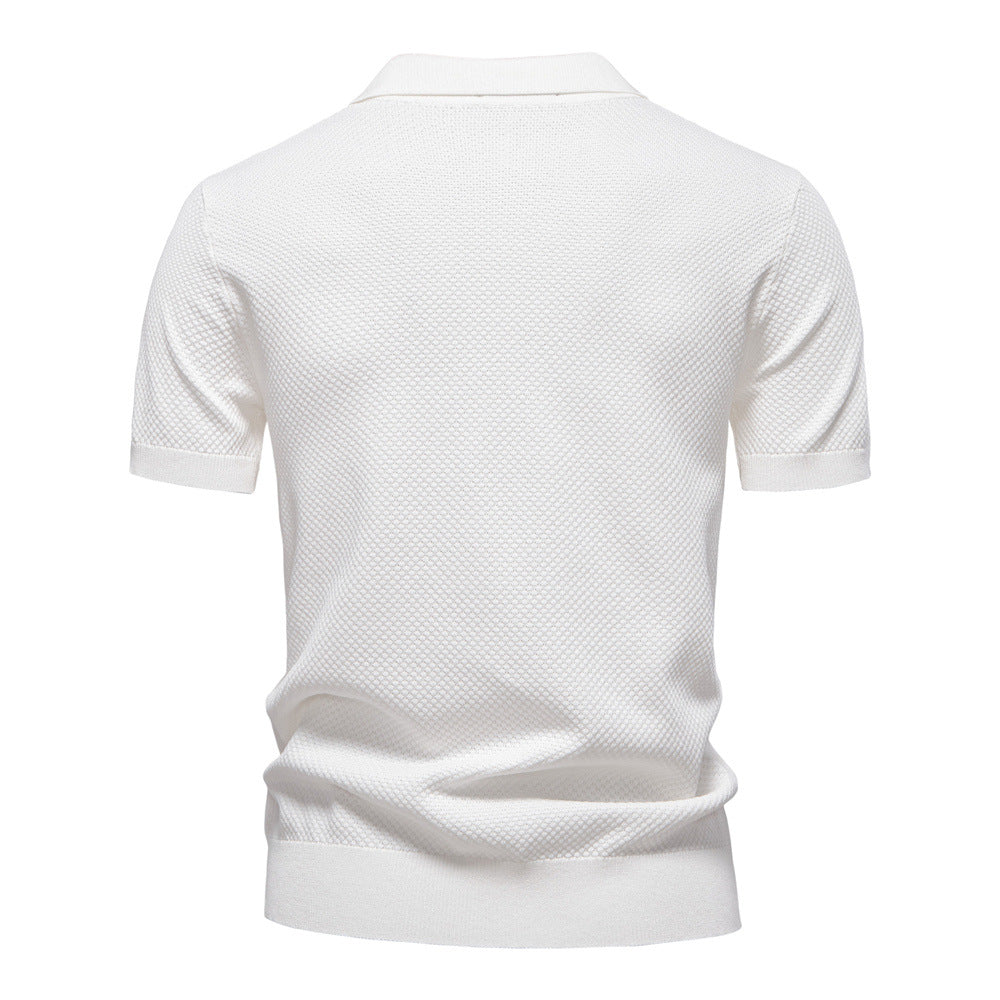 Men's Open Collar Knit Polo Shirt