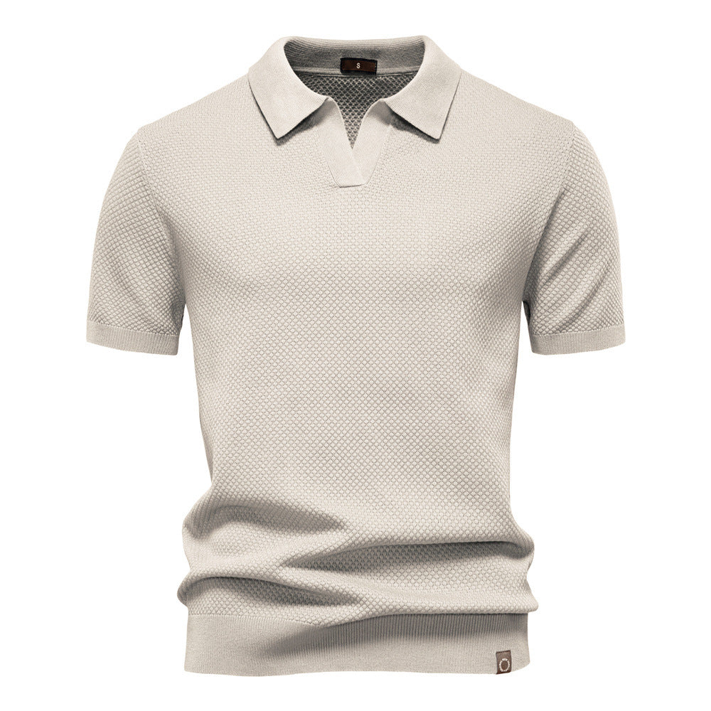 Men's Open Collar Knit Polo Shirt