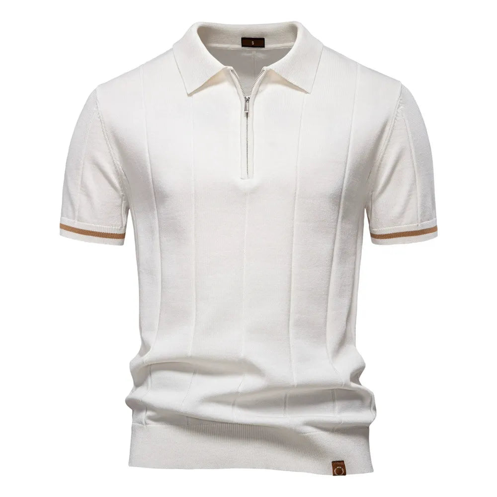 Men's Quarter Zip Knit Polo Shirt