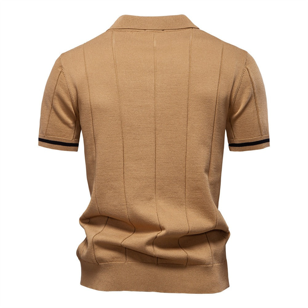 Men's Quarter Zip Knit Polo Shirt