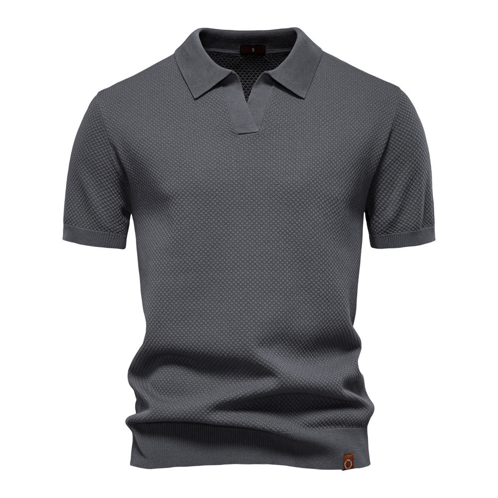 Men's Open Collar Knit Polo Shirt
