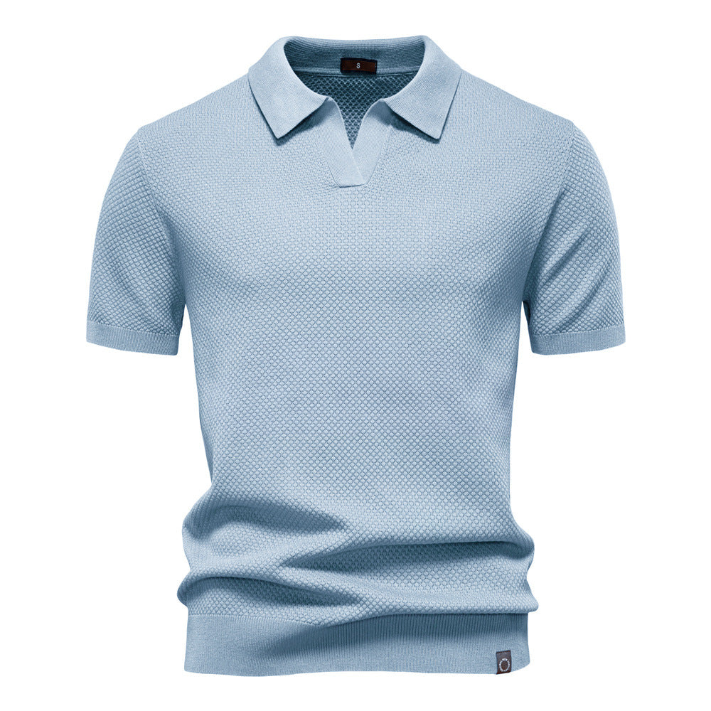 Men's Open Collar Knit Polo Shirt