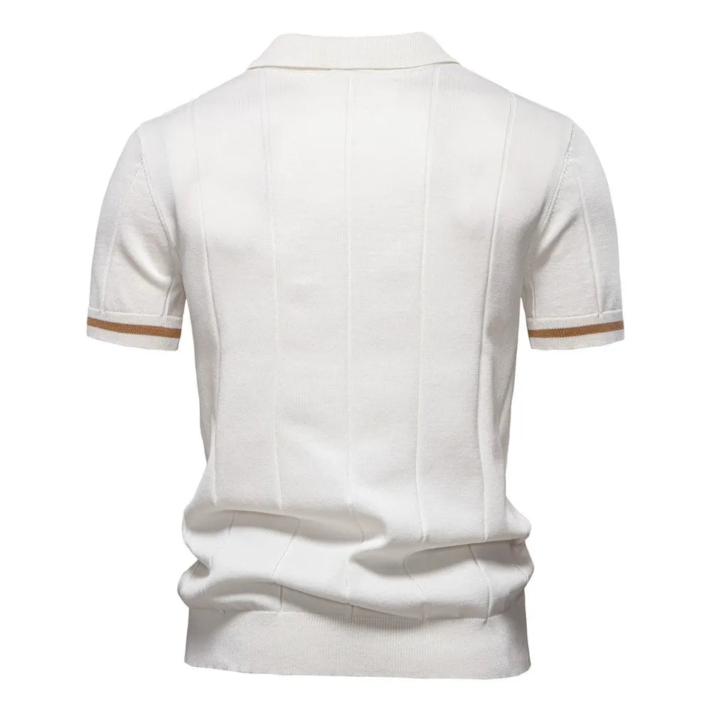 Men's Quarter Zip Knit Polo Shirt