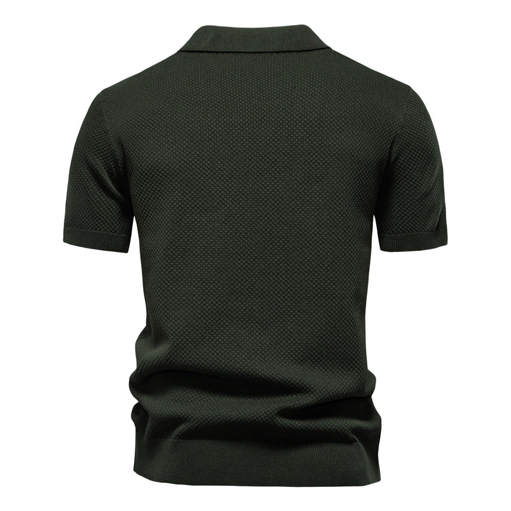 Men's Open Collar Knit Polo Shirt