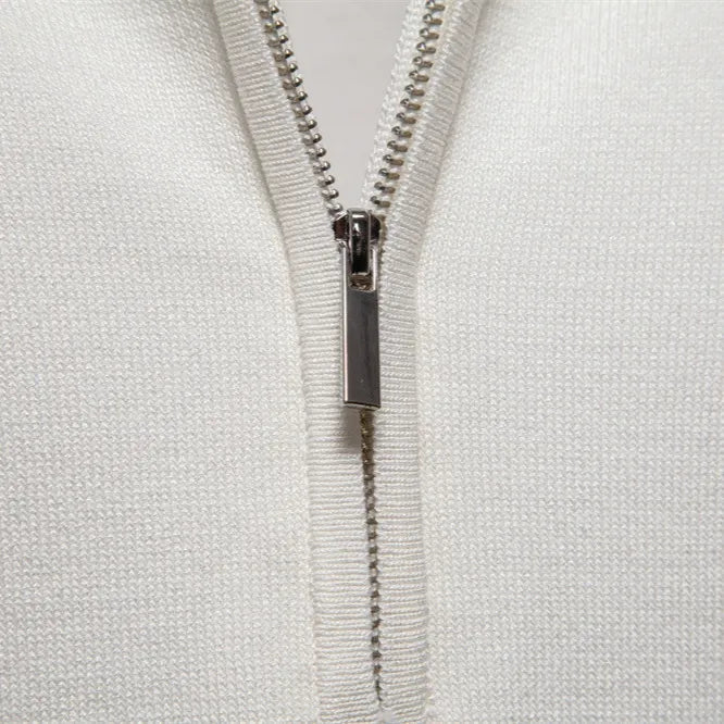 Men's Quarter Zip Knit Polo Shirt