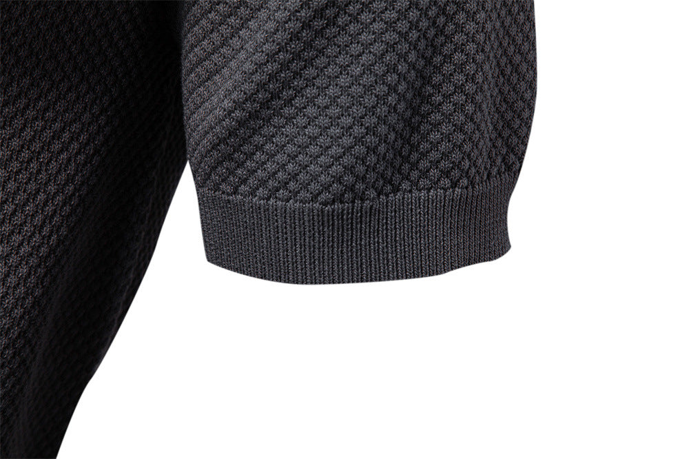 Men's Open Collar Knit Polo Shirt