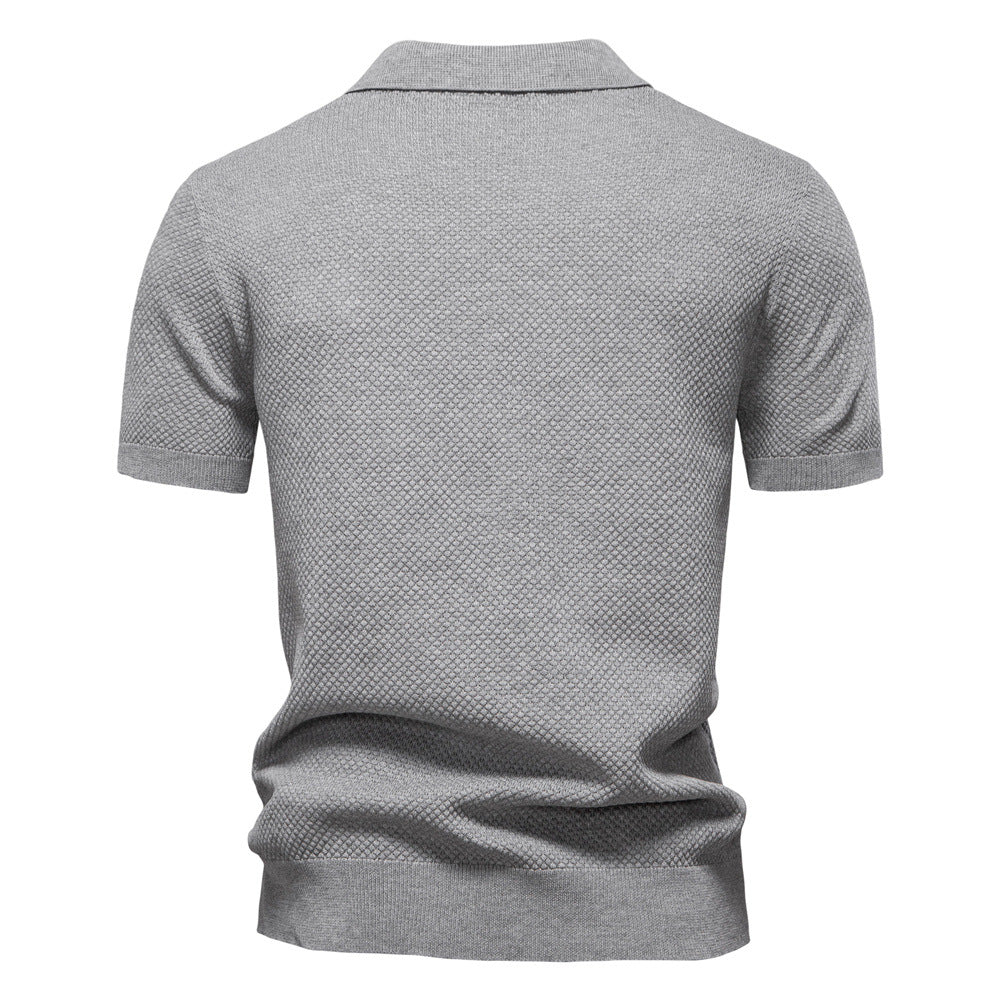 Men's Open Collar Knit Polo Shirt