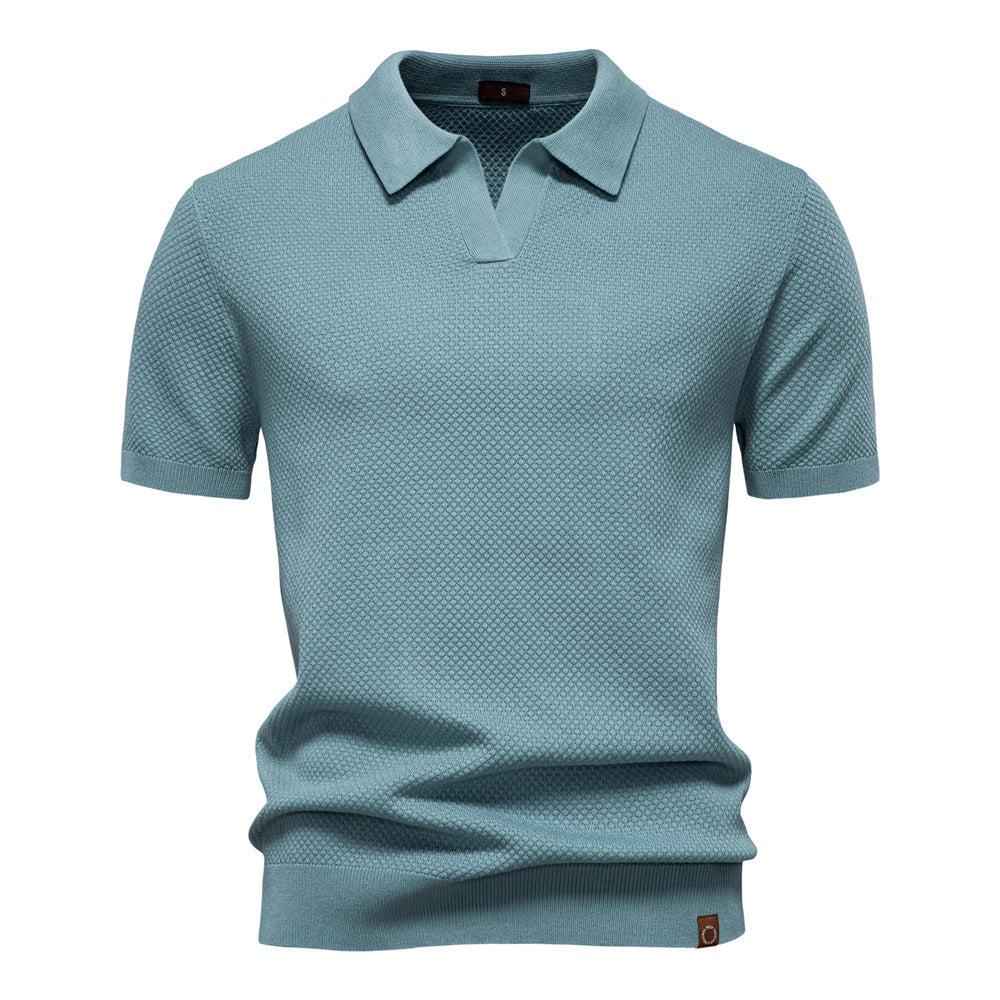 Men's Open Collar Knit Polo Shirt
