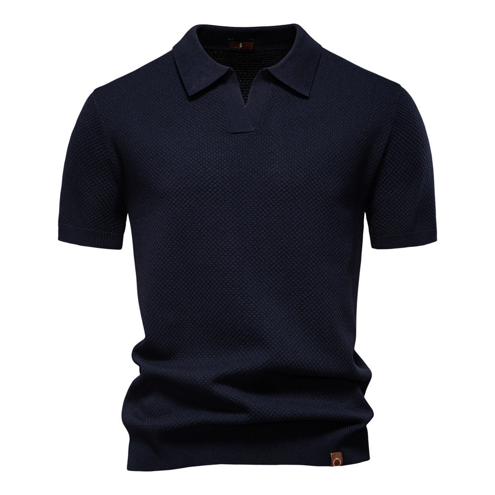 Men's Open Collar Knit Polo Shirt