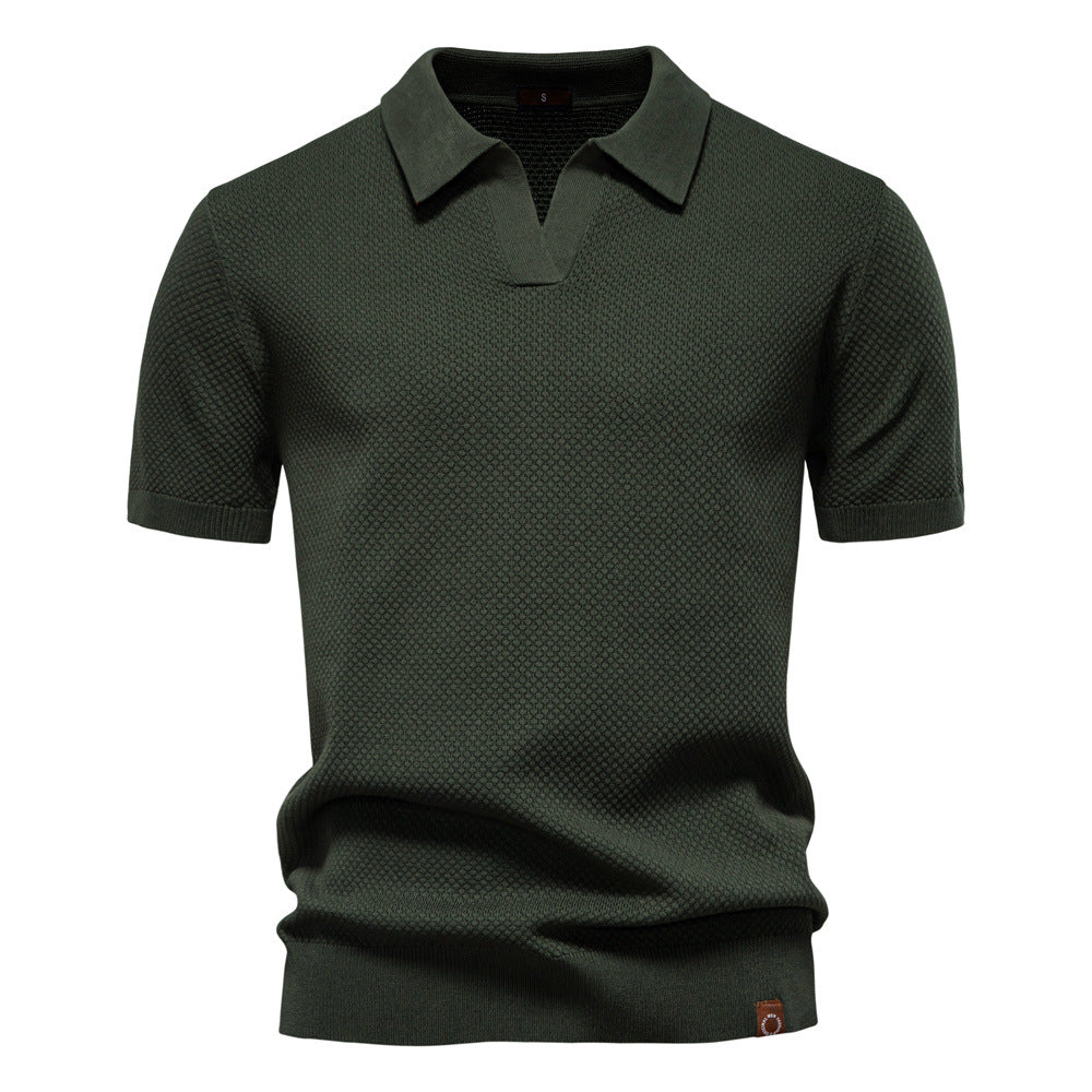 Men's Open Collar Knit Polo Shirt