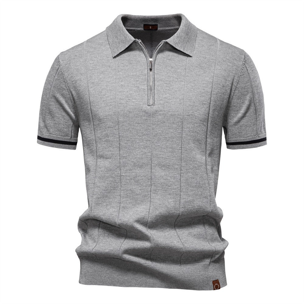 Men's Quarter Zip Knit Polo Shirt