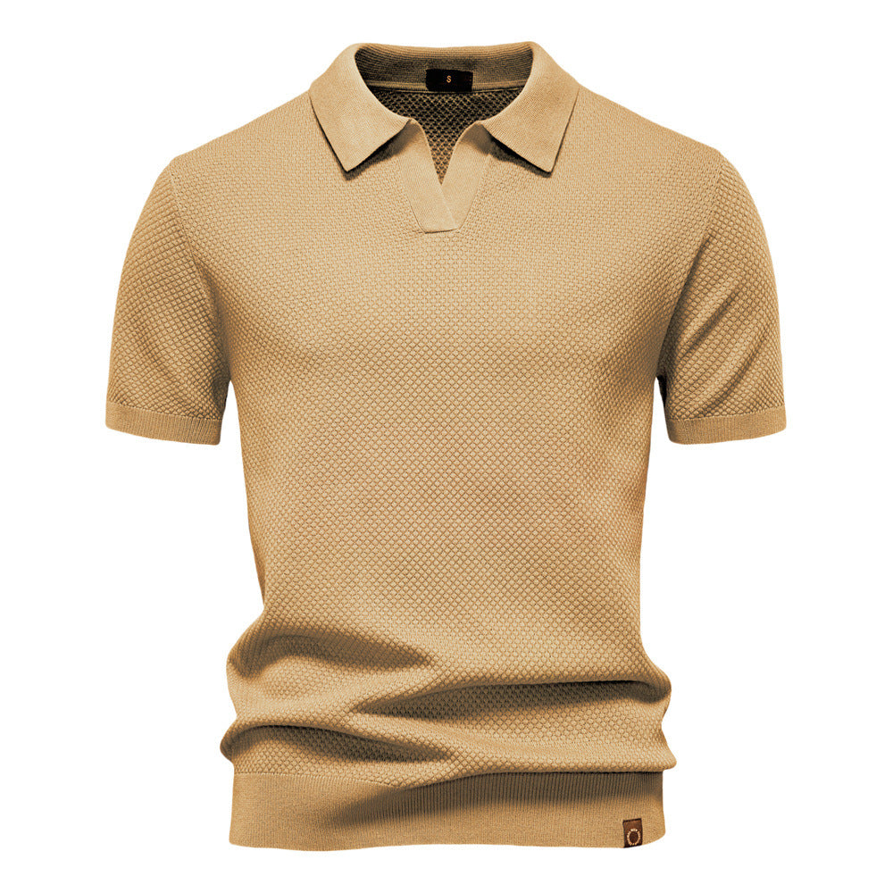 Men's Open Collar Knit Polo Shirt
