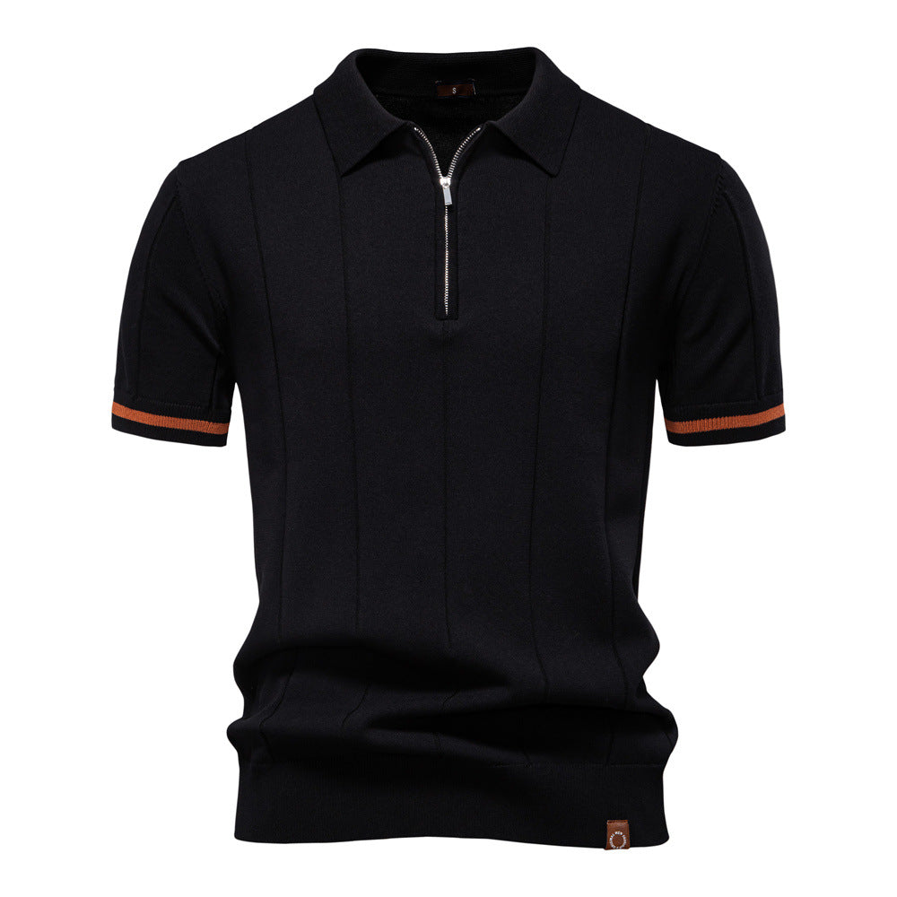 Men's Quarter Zip Knit Polo Shirt